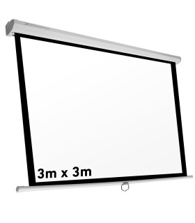 Pantalla manual videoproyector pared y techo phoenix 169´´ ratio: 1:1 - 4:3 - 16:9 - 3m x 3m posicion ajustable - carcasa blanca