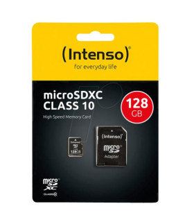 Tarjeta memoria micro sd intenso 128gb cl10 + adaptador sd