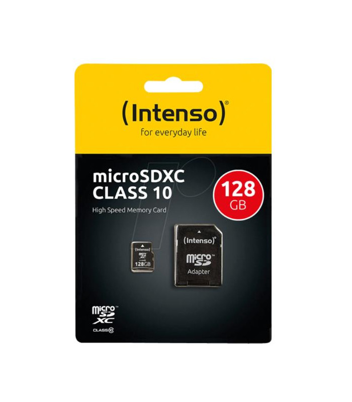 Tarjeta memoria micro sd intenso 128gb cl10 + adaptador sd