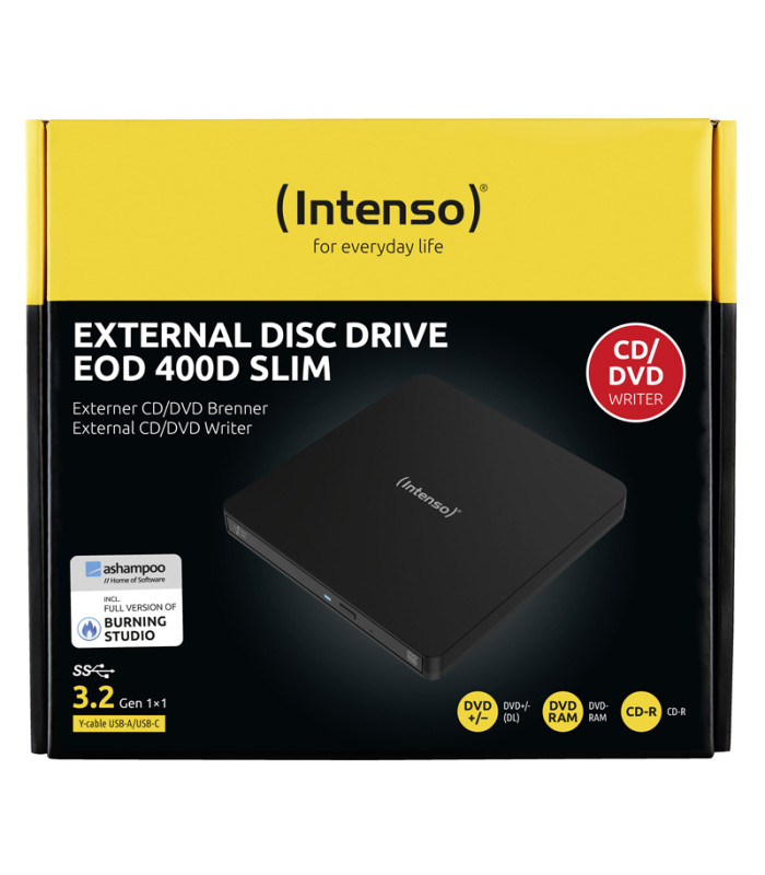 Regrabadora externa cd - dvd intenso usb 3.2 eod 400d
