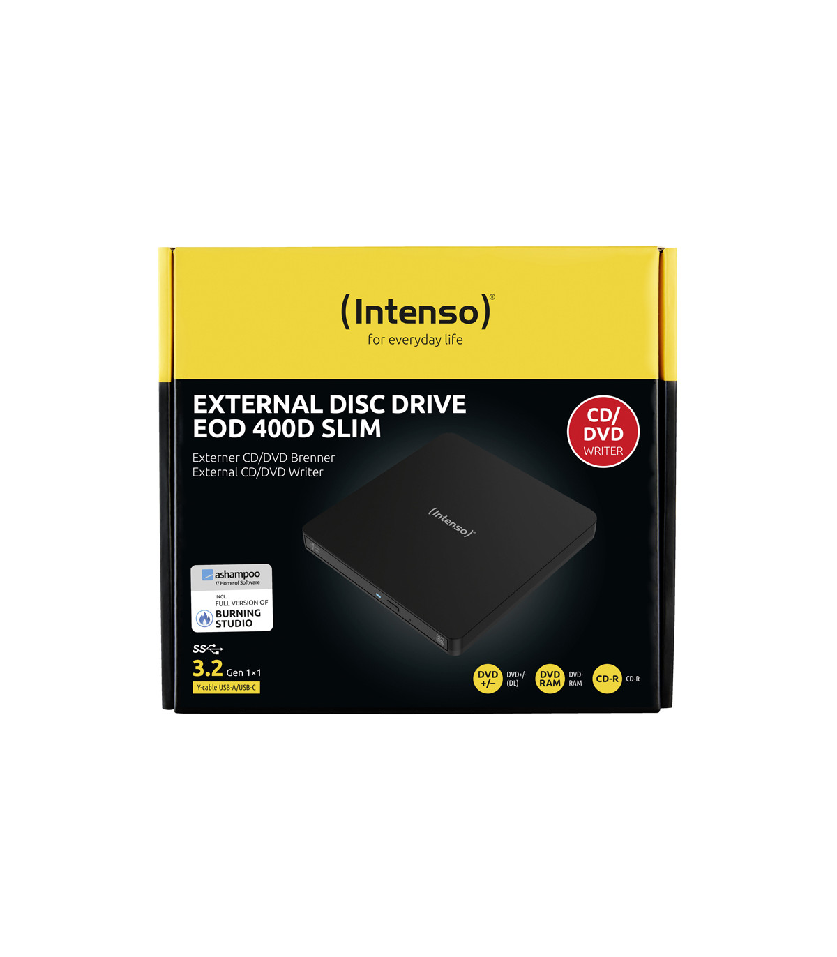 Regrabadora externa cd - dvd intenso usb 3.2 eod 400d