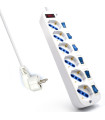 Regleta ewent con 6 tomas shucko con interruptor individual y 3 metros de cable