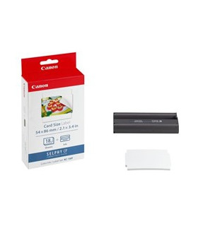 Papel foto canon selphy kc - 18if + tinta 18 adhesivos tarjeta credito series cp
