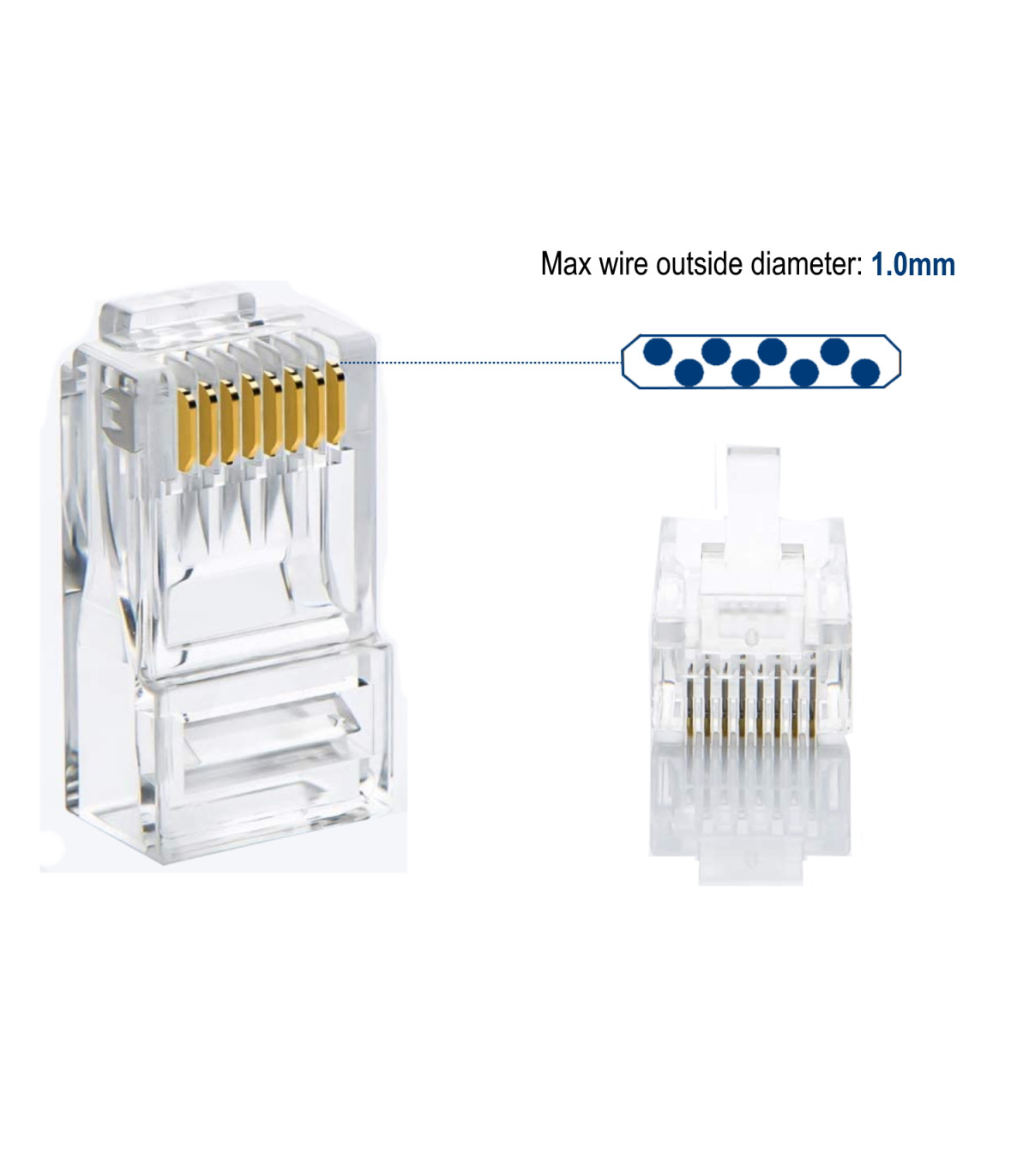 Conector rj45 ewent im1205 cat.6 u - utp para cable redondo 100 unidades