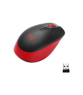 Mouse raton logitech m190 full size optico wireless inalambrico rojo