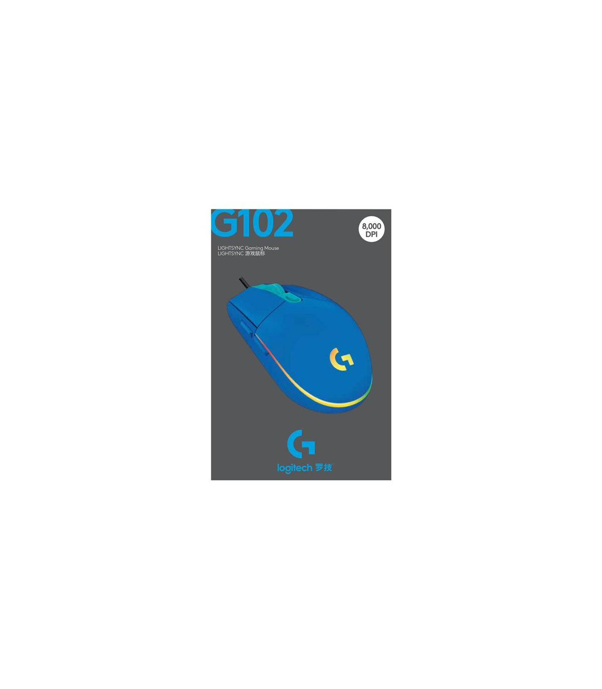 Mouse raton logitech g102 lightsync azul gaming 8.000 dpi 6 botones