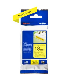 Cinta laminada super adhesiva brother tzes641 texto negro sobre fondo amarillo