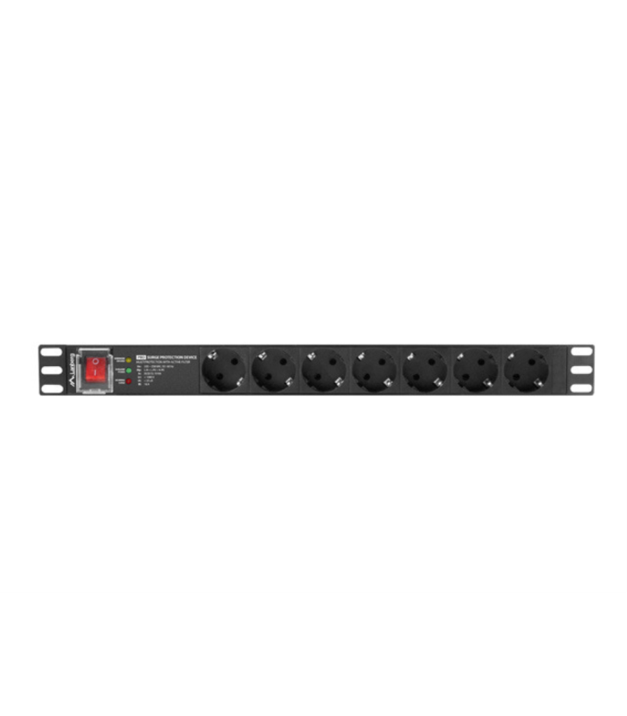 Regleta lanberg 1u 16a 7x schuko rack 19 pulgadas 2m negro