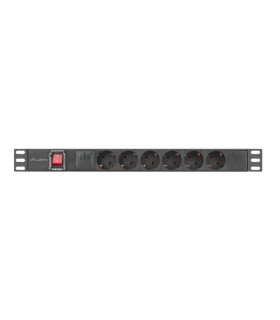 Regleta lanberg 1u 16a rack 19 pulgadas 6x socket schuko negro 2m