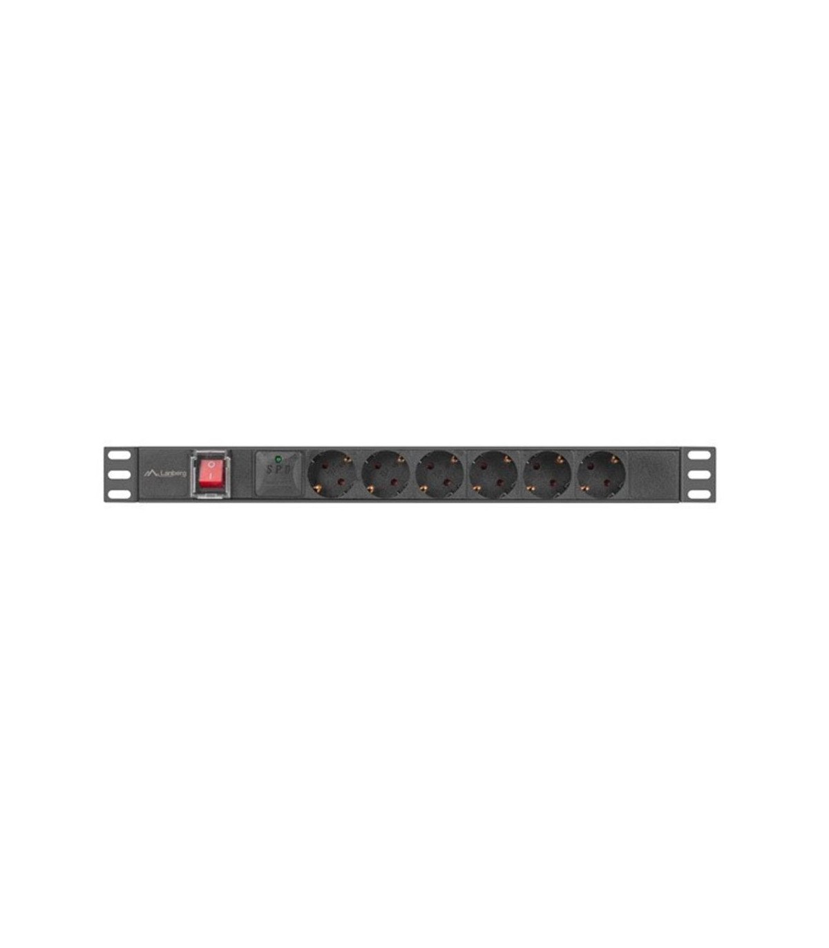 Regleta lanberg 1u 16a rack 19 pulgadas 6x socket schuko negro 2m