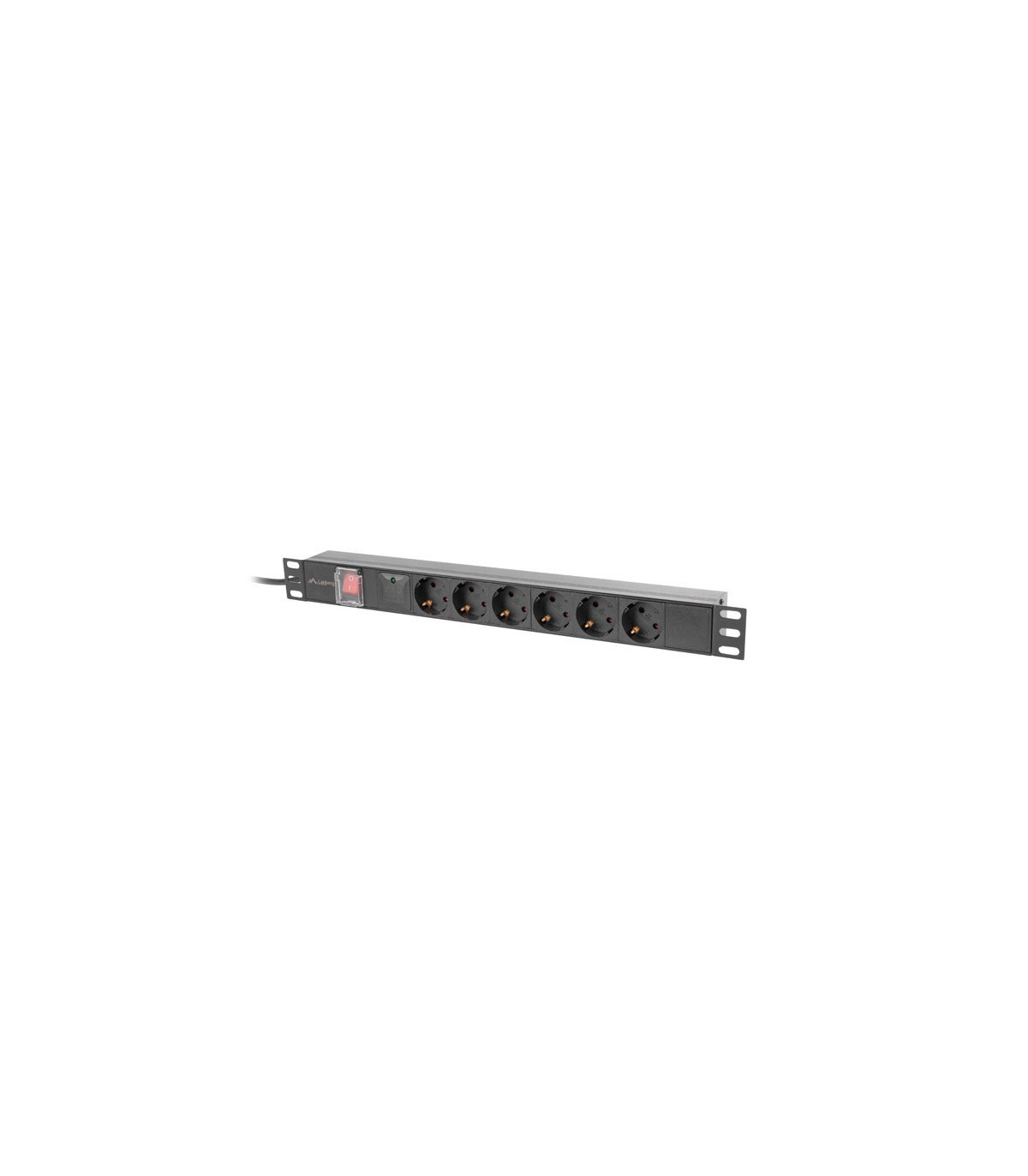 Regleta lanberg 1u 16a rack 19 pulgadas 6x socket schuko negro 2m