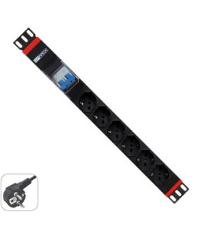 Regleta rack wp 1u 6 enchufes schuko con magnetotermico