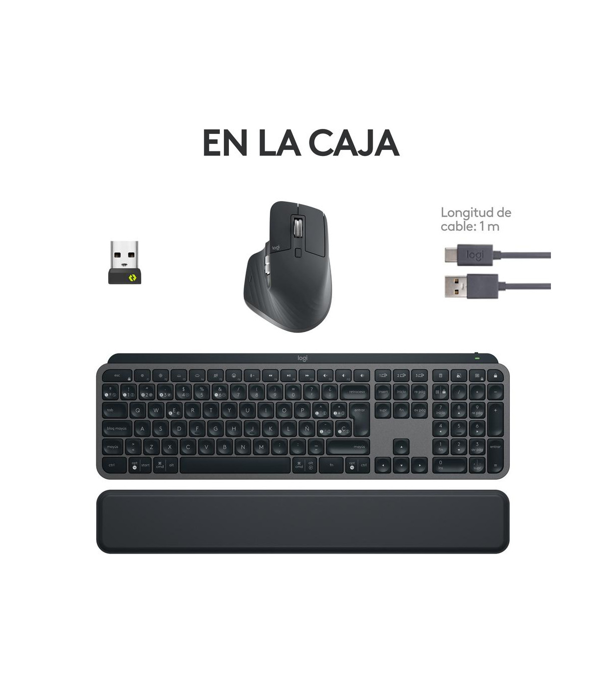 Teclado + raton logitech mx keys s combo inalambrico grafito español