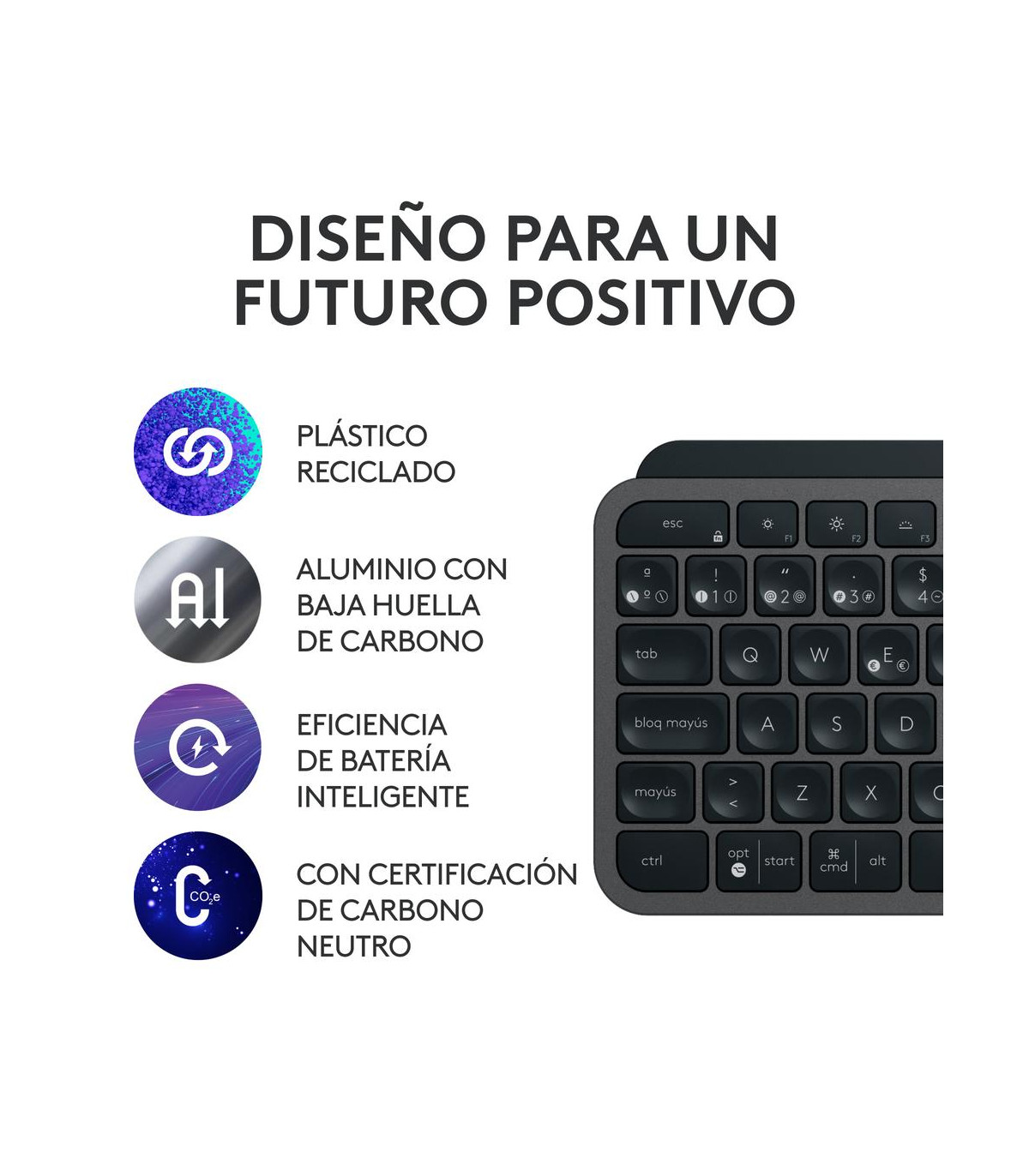 Teclado + raton logitech mx keys s combo inalambrico grafito español