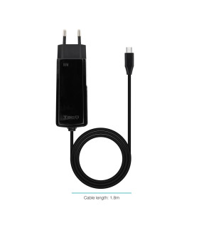 Cargador de pared tooq tqlc - usbcgan65pd - c 65w usb tipo c negro