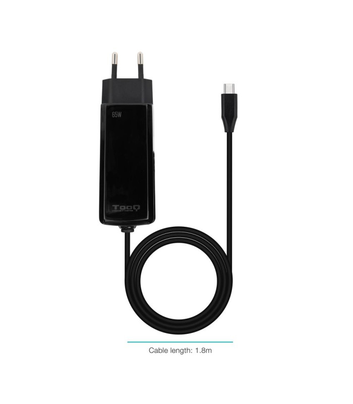 Cargador de pared tooq tqlc - usbcgan65pd - c 65w usb tipo c negro