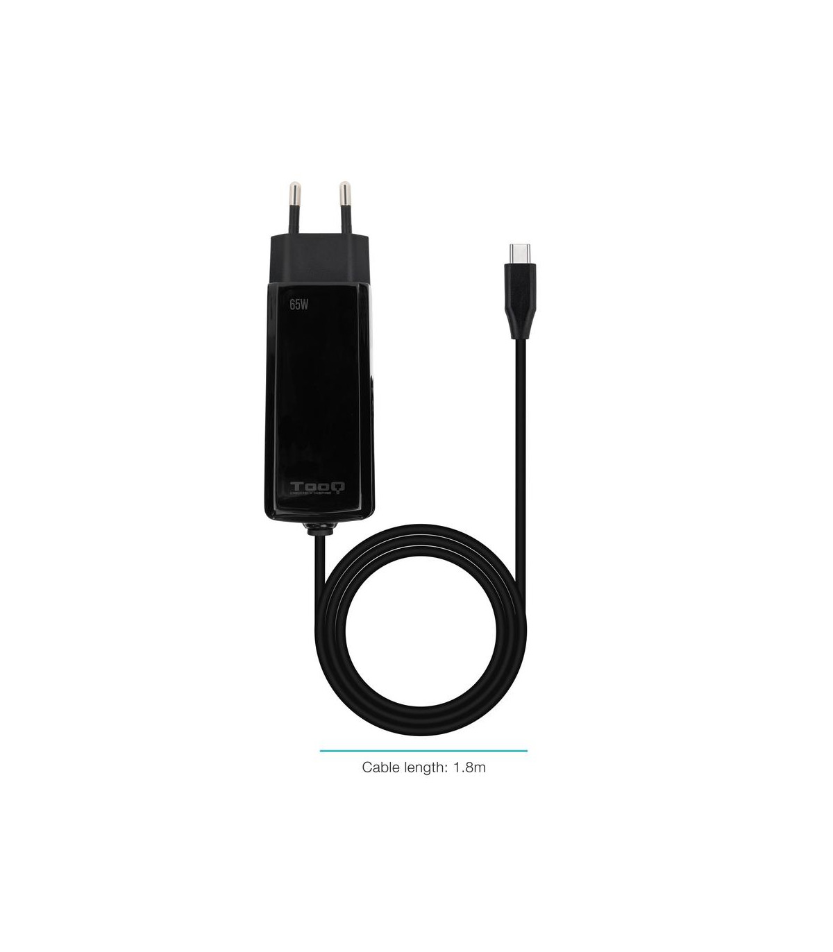 Cargador de pared tooq tqlc - usbcgan65pd - c 65w usb tipo c negro