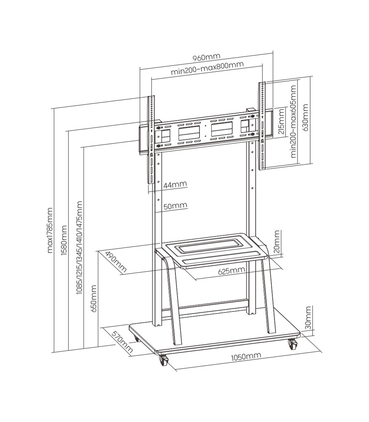 Soporte de suelo ewent ew1544 para tv hasta 100 pulgadas carga maxima 150kg
