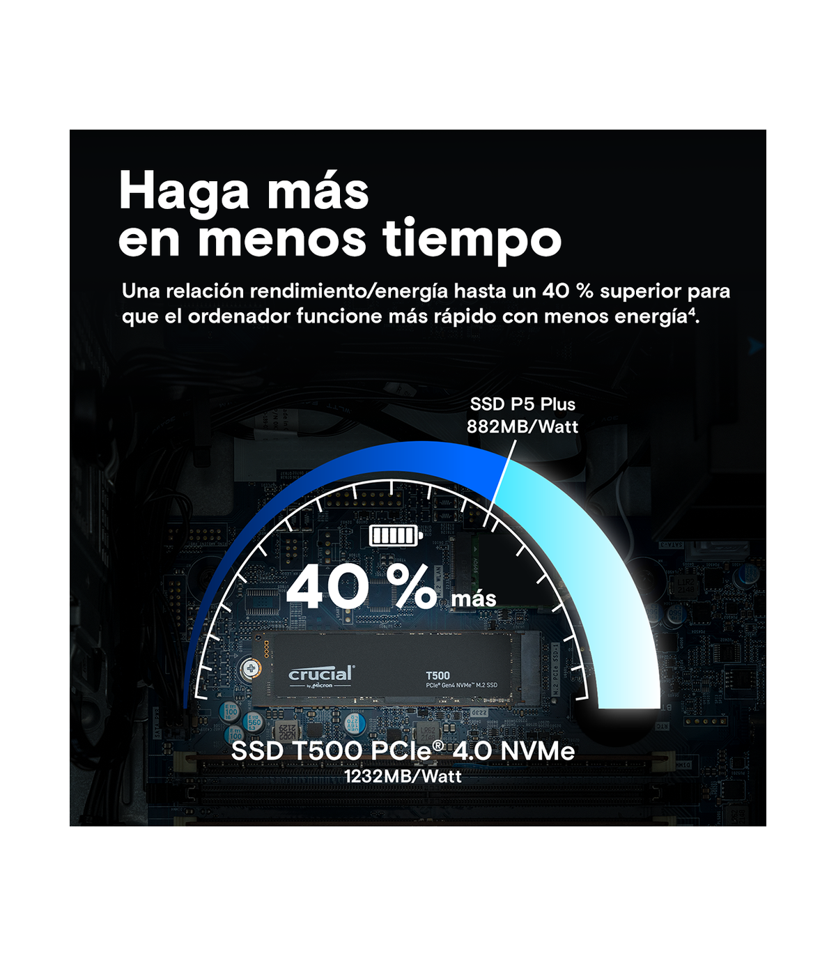 Disco duro interno solido ssd crucial t500  2tb pcie nvme 4.0 x4