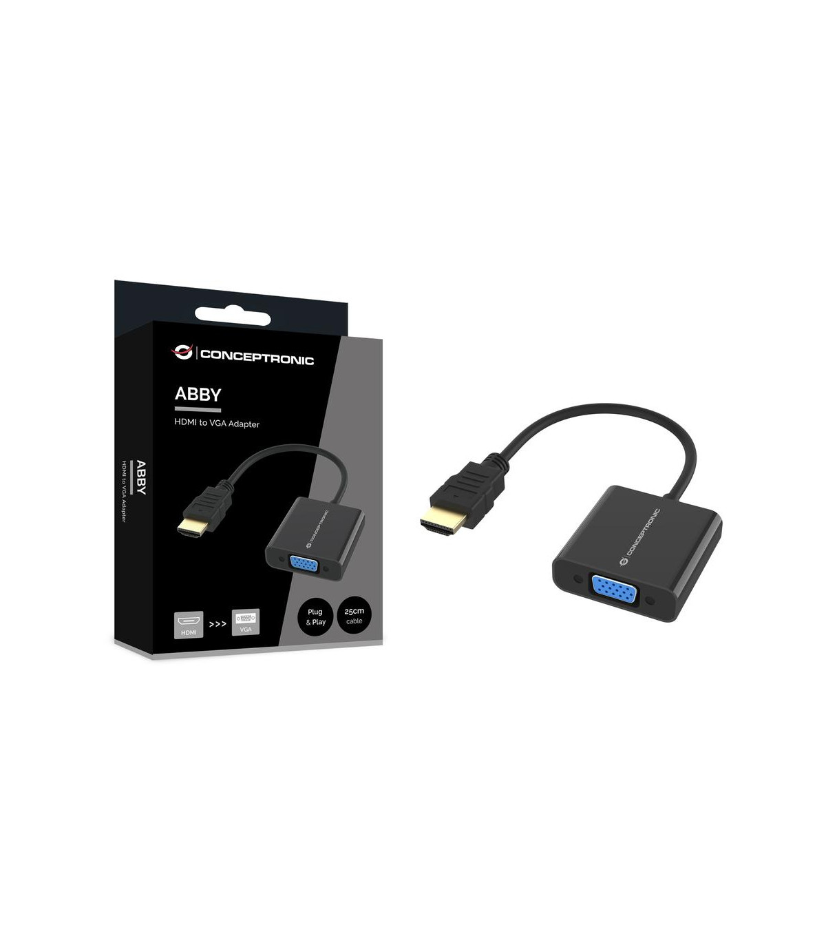 Adaptador hdmi a vga conceptronic 0.25m -  macho - hembra -  negro