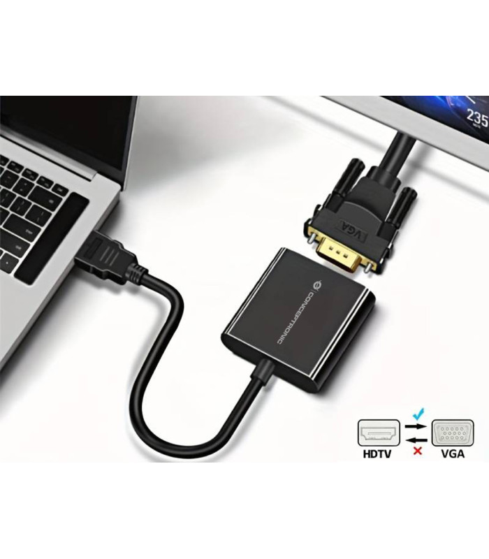 Adaptador hdmi a vga conceptronic 0.25m -  macho - hembra -  negro