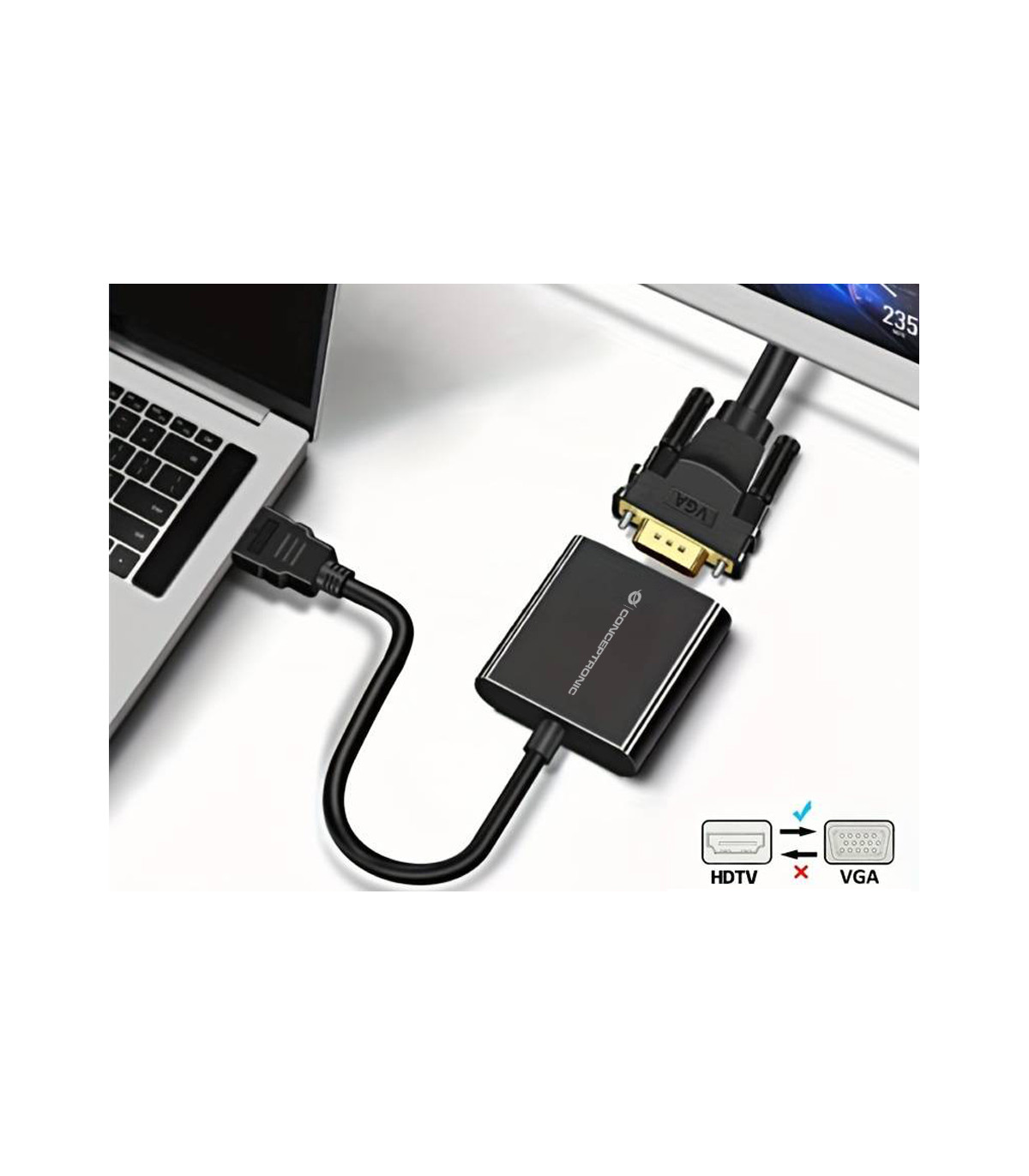 Adaptador hdmi a vga conceptronic 0.25m -  macho - hembra -  negro