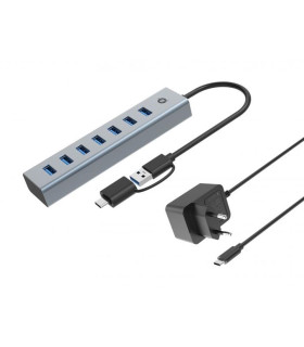 Hub usb 3.0 conceptronic hubbies21gp 7 puertos usb - c a 7xusb - a con alimentador