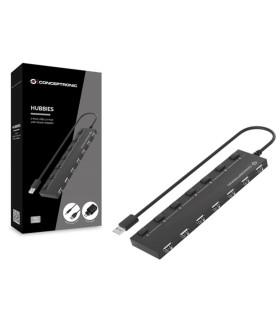 Hub usb 2.0 conceptronic hubbies08 7 puertos con interruptores con alimentador