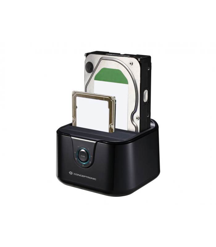 Base dock discos sata conceptronic 2 bahias 2.5 pulgadas -  3.5 pulgadas - usb tipo c - sata - funcion clonacion