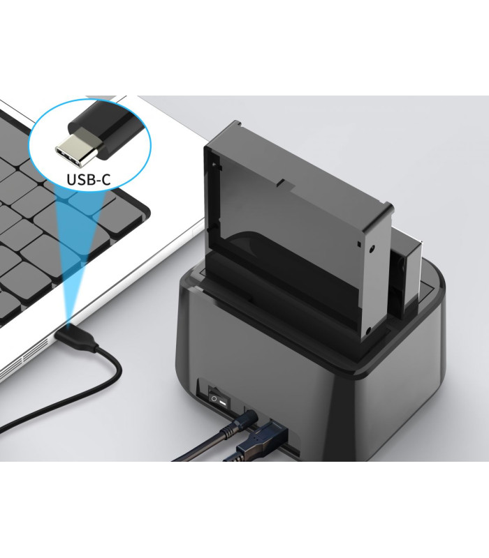 Base dock discos sata conceptronic 2 bahias 2.5 pulgadas -  3.5 pulgadas - usb tipo c - sata - funcion clonacion
