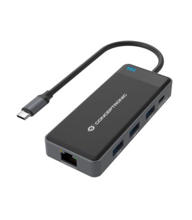 Adaptador conceptronic usb tipo c a gigabit ethernet rj45 -  con hub usb 3.2 3 puertos -  usb tipo c