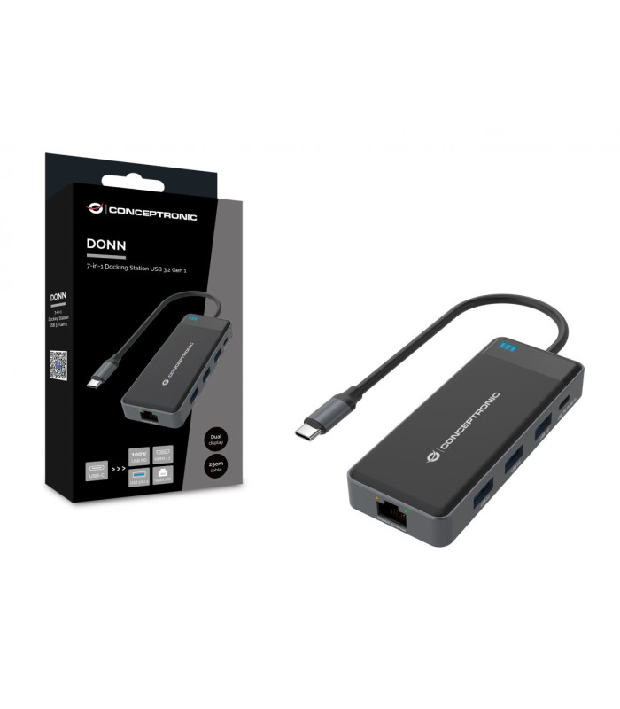 Adaptador conceptronic usb tipo c a gigabit ethernet rj45 -  con hub usb 3.2 3 puertos -  usb tipo c