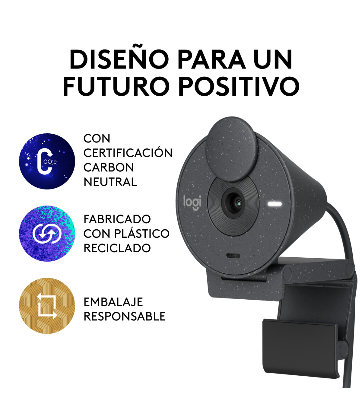 Webcam logitech brio 300 grafito full hd -  usb tipo c