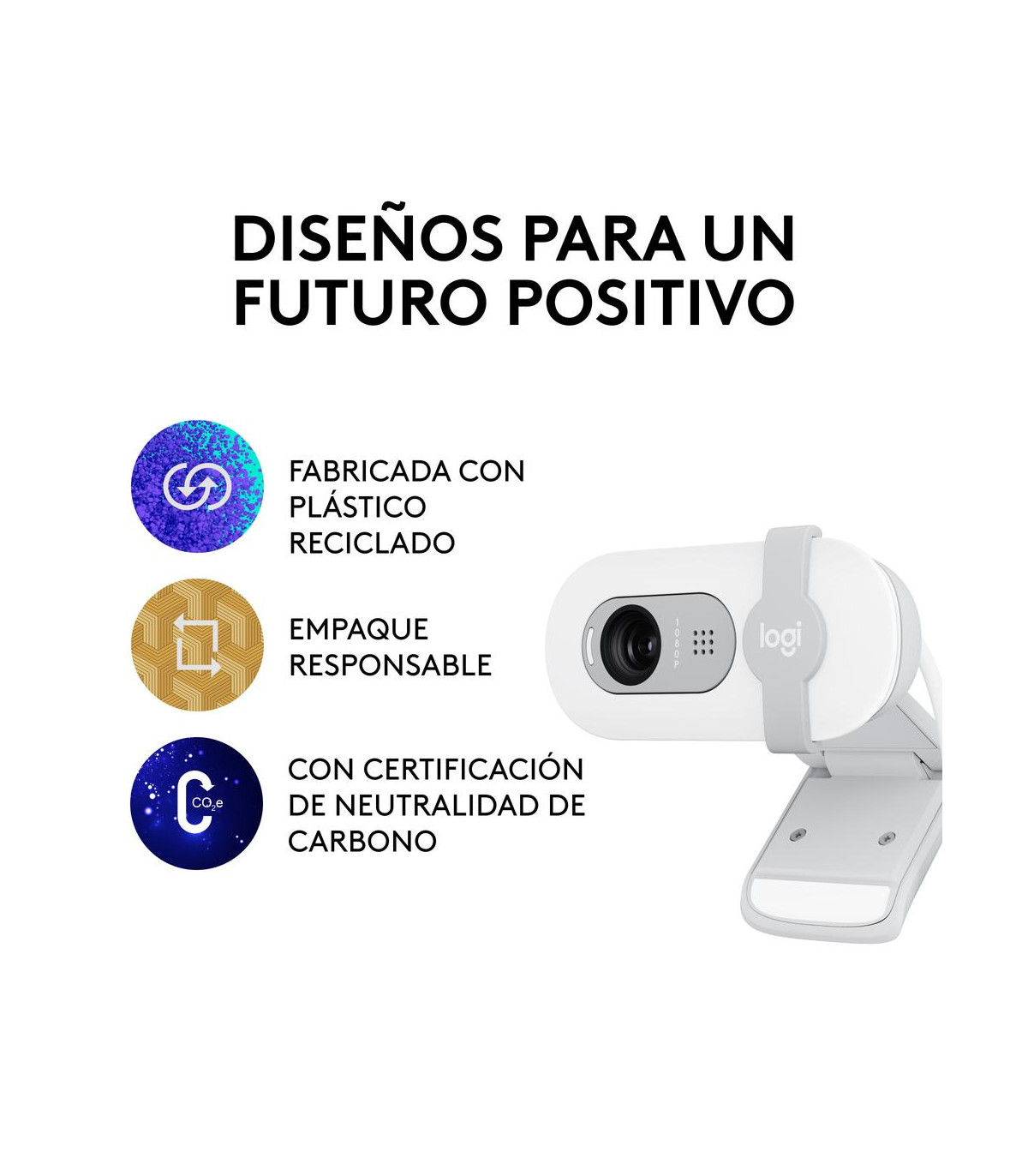 Webcam logitech brio 100 blanco full hd -  usb