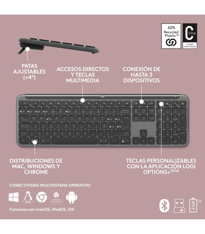 Teclado logitech k950 inalambrico negro