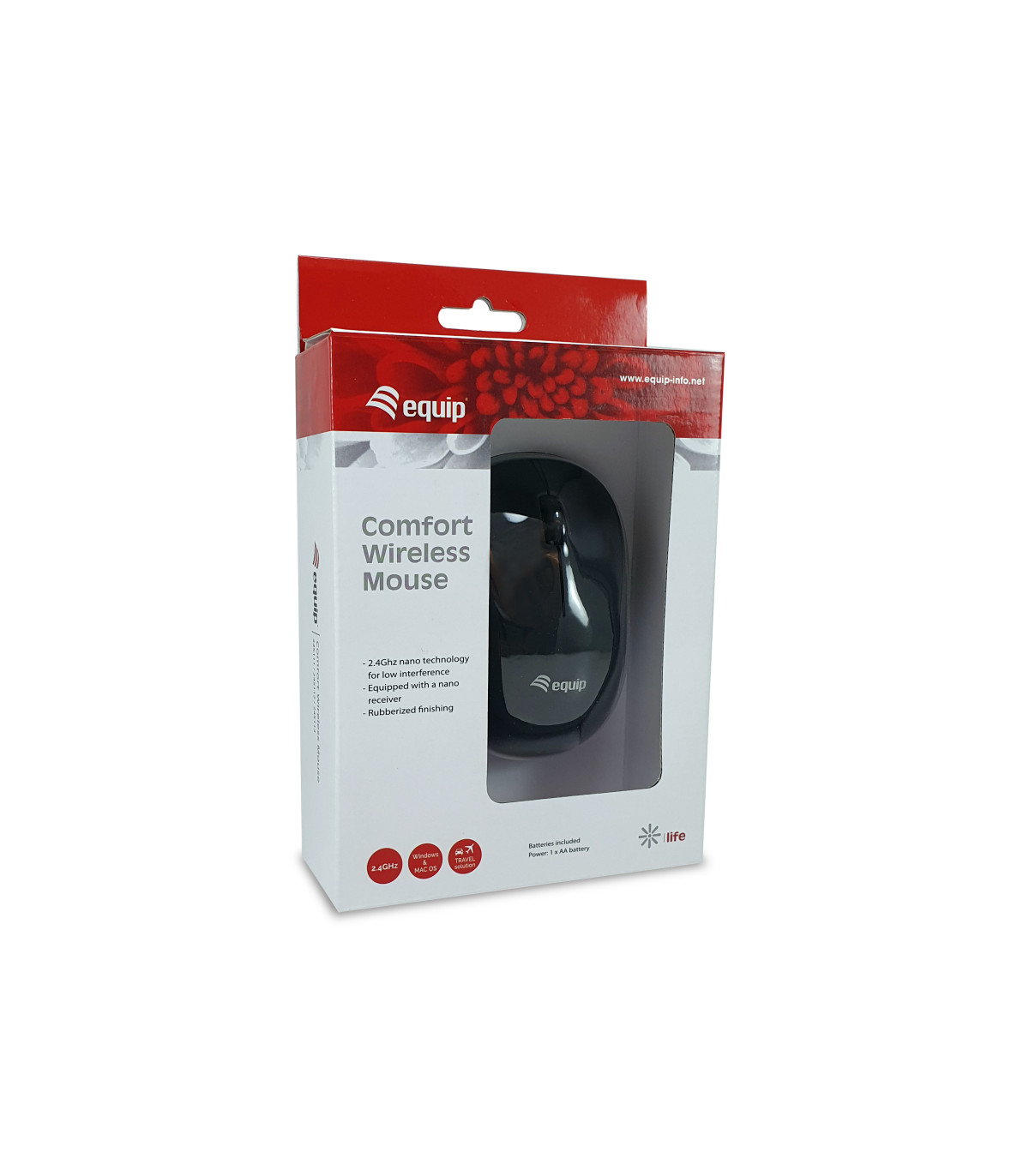 Mouse raton equip comfort wireless inalambrico - 1200dpi - negro