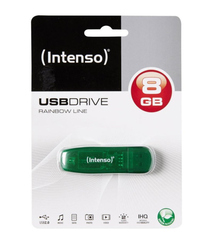 Memoria usb 2.0 intenso rainbow 8gb verde
