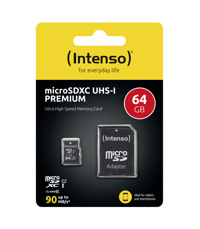 Tarjeta memoria micro sd intenso 64gb uhs - i cl10 + adaptador sd