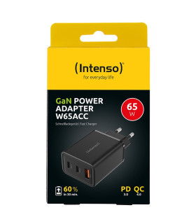Cargador de pared intenso gan w65acc 2x usb tipo c 1x usb tipo a negro