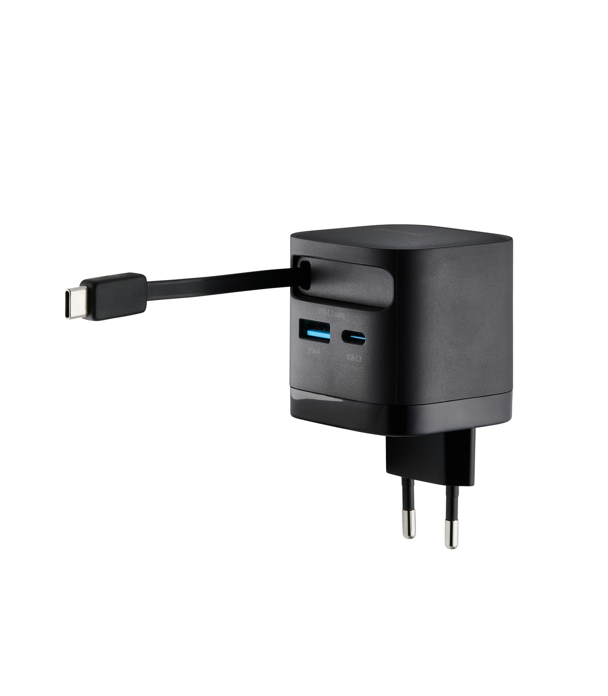 Cargador de pared intenso 65w gan w65acic retractil negro