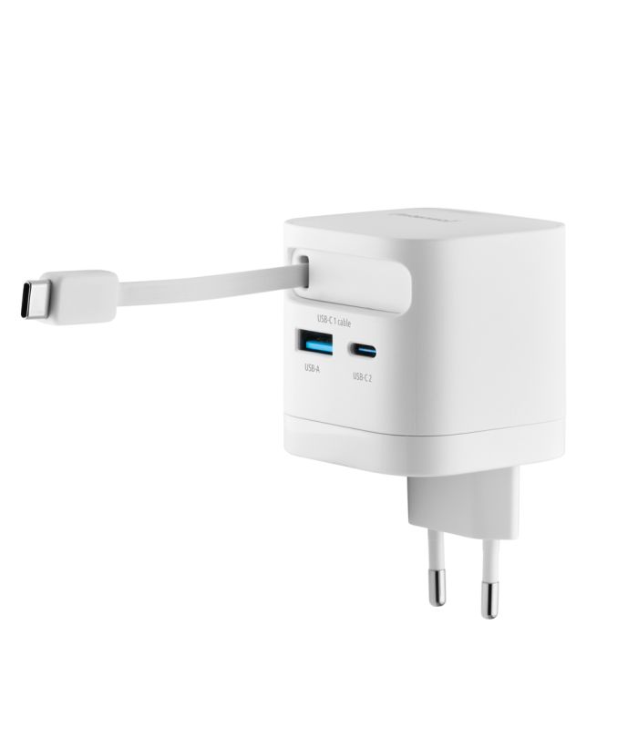 Cargador de pared intenso 65w gan w65acic retractil blanco