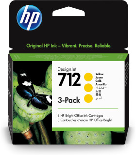 Pack 3 cartuchos hp 712 designjet t200 - t600 amarillo