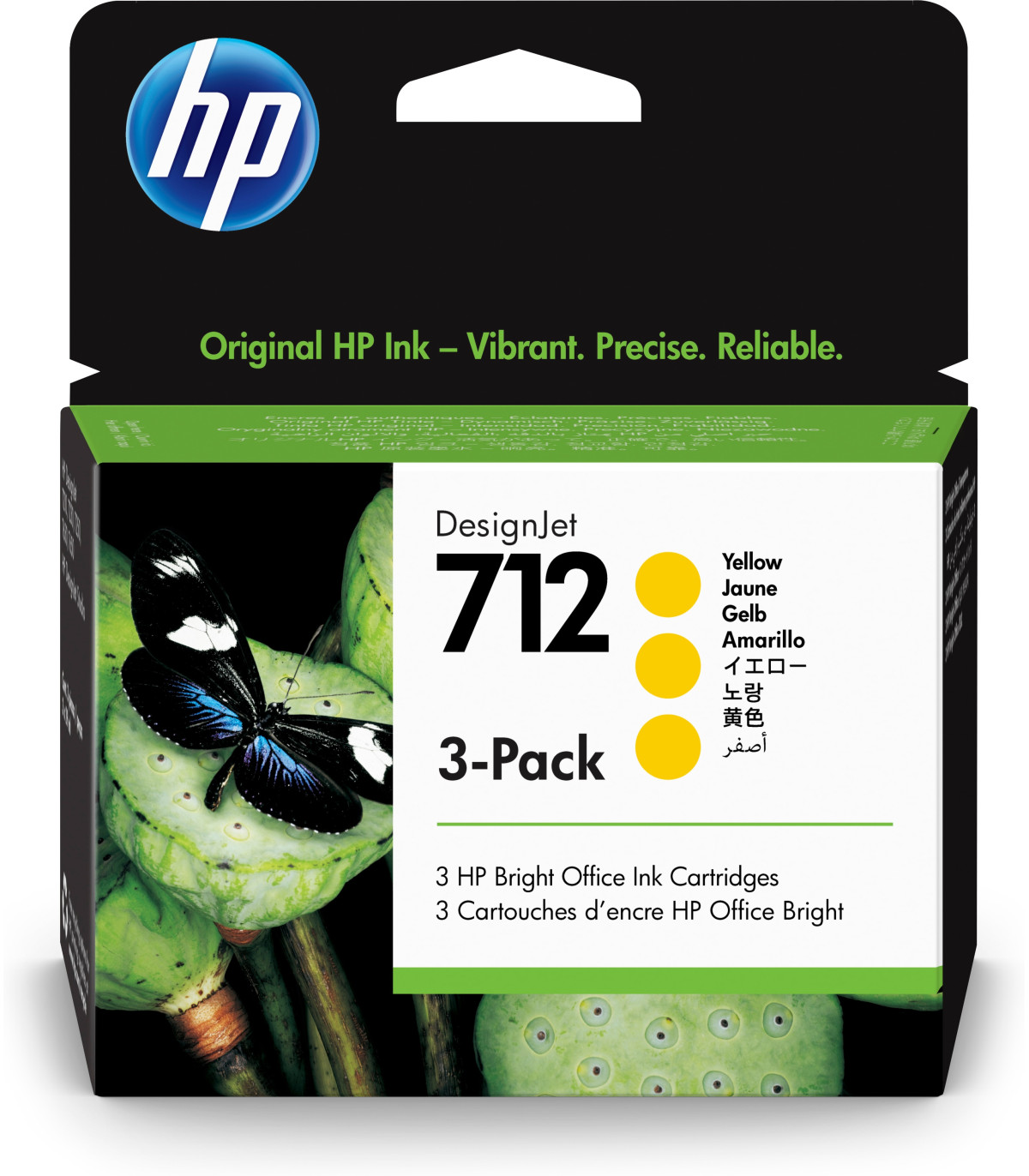 Pack 3 cartuchos hp 712 designjet t200 - t600 amarillo