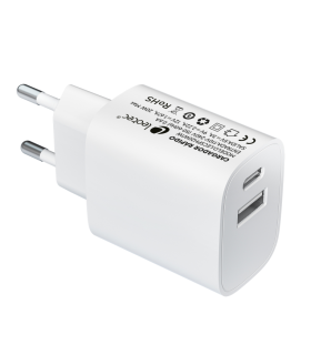 Cargador carga rapida 20w leotec 1 usb tipo - c pd 1 usb - a blanco