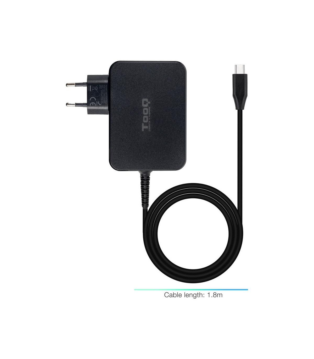 Cargador de pared tooq tqlc - usbcgan100pd 100w usb tipo c negro