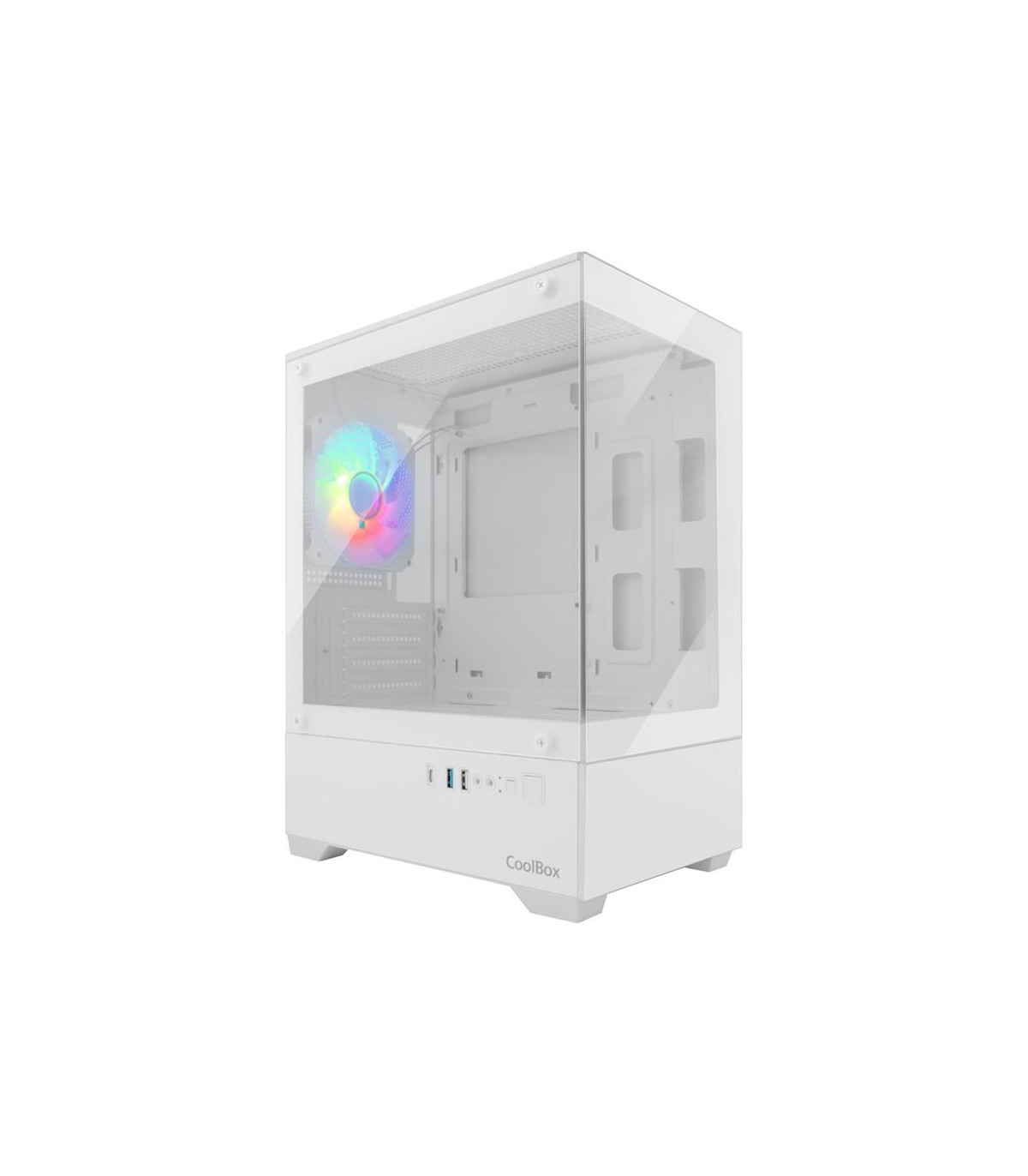 Caja ordenador gaming coolbox gm200 vision lite matx argb cristal templado blanco
