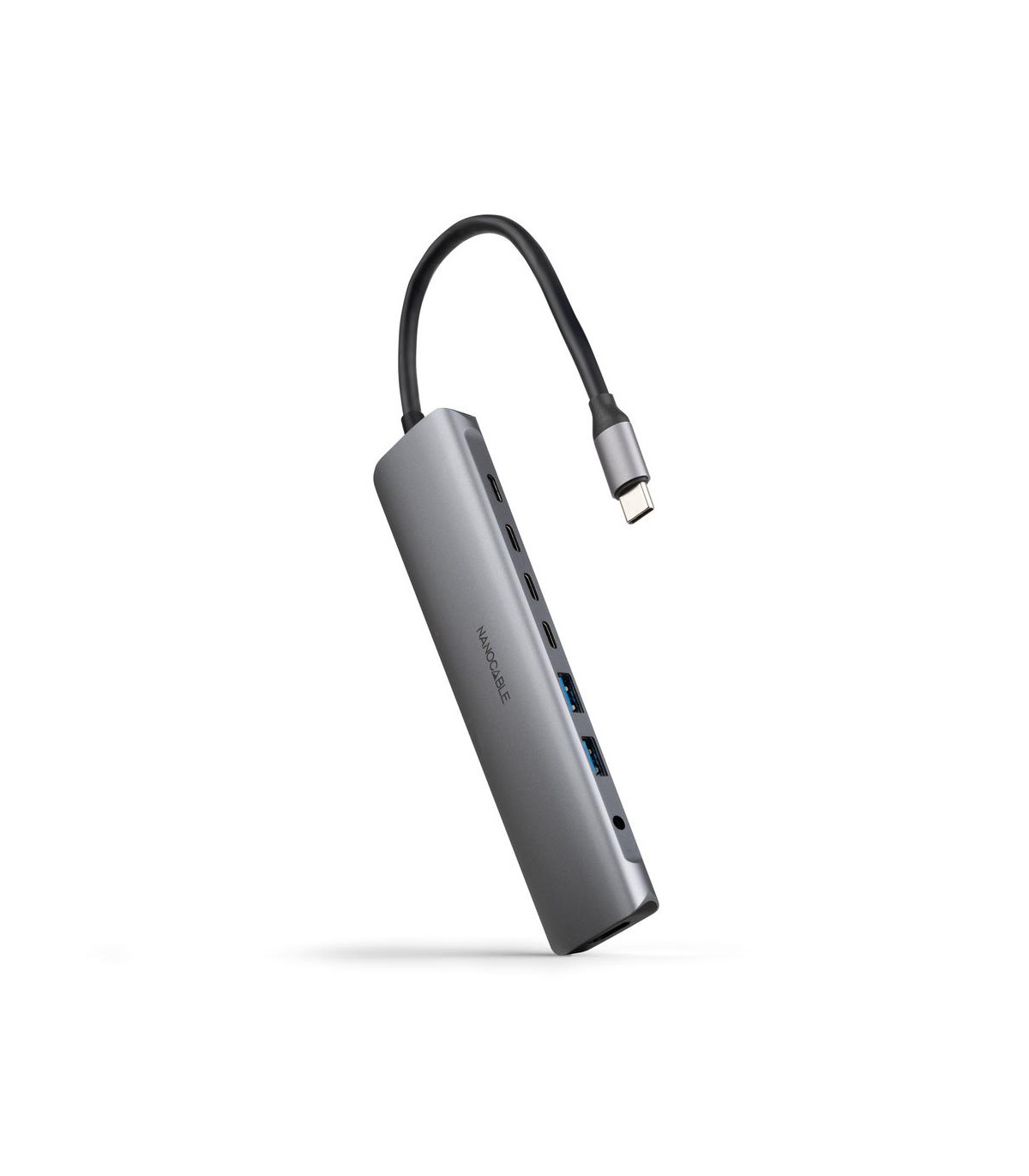 Hub nanocable usb - c 8 en 1 conversor usb - c 3.1 a 2xusb - a 3.0 + 3xusb - c 3.0 + usb - c pd + hdmi 4k@60hz + audio jack 3.5 