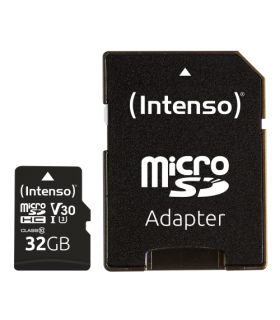 Tarjeta memoria micro sd intenso 32gb profesional v30 + adaptador sd