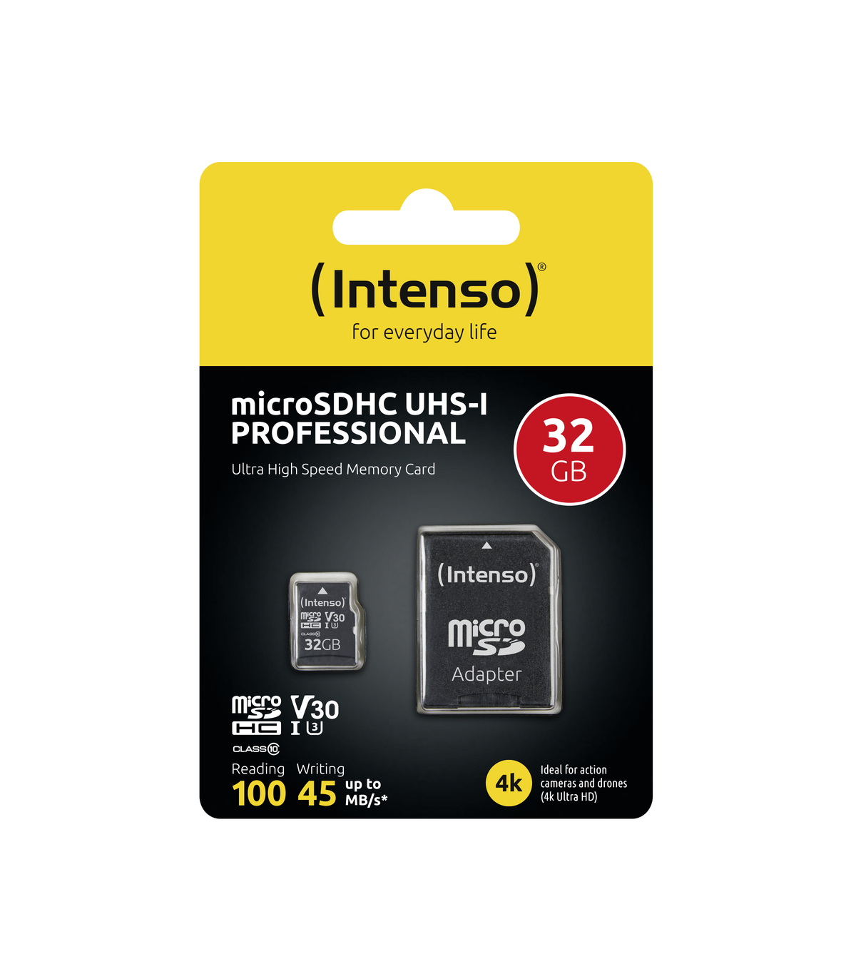 Tarjeta memoria micro sd intenso 32gb profesional v30 + adaptador sd