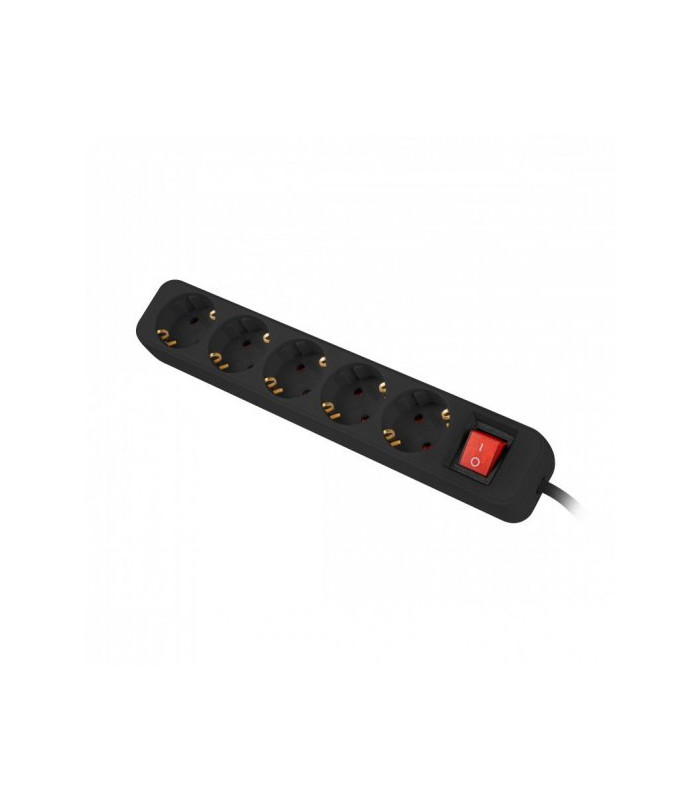Regleta lanberg 5 tomas schuko con protecion negra 3m